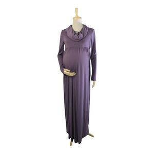 NEW Motherbee Maternity Vintage Purple Cowl Neck/Off the Shoulder Maxi Dress XL